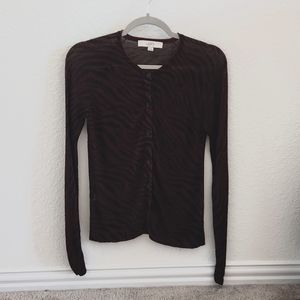 LOFT tiger/zebra striped long-sleeve light cardigan